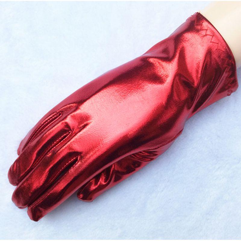 

Танцевальные перчатки из лакированной кожи тонкие мужские и женские ярких цветов детские перчатки для выступлений золотого и серебряного цвета флуоресцентные танцевальные подходящие взрослые короткие Black S