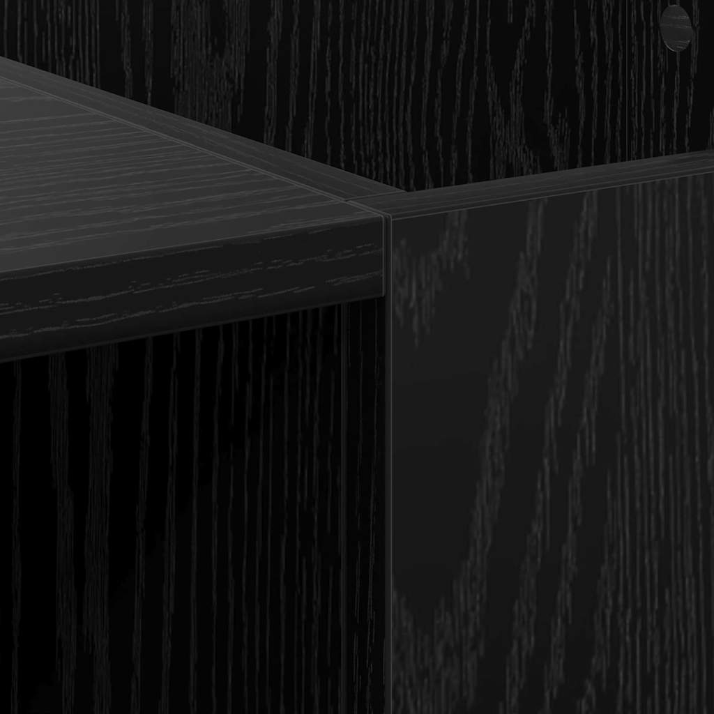 Vinyl Record Cabinet Black Oak Effect 121 x 38 x 48 cm