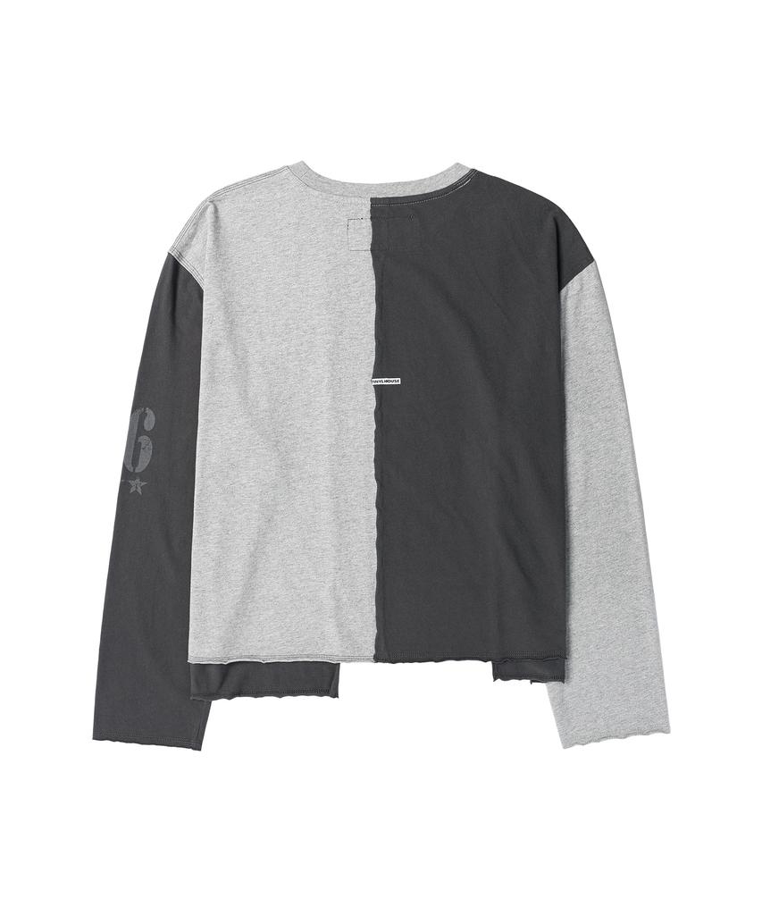 THEVINYLHOUSE Block Unbalance Ls Tee(W) Gray