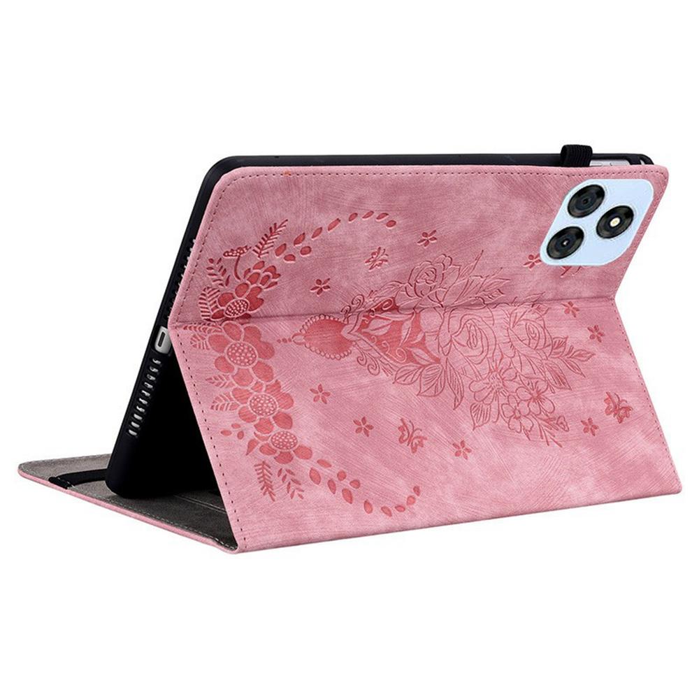 For itel Vistatab 30 Case Card Holder Anti-Scratch Leather Cover Rose Flower Imprint