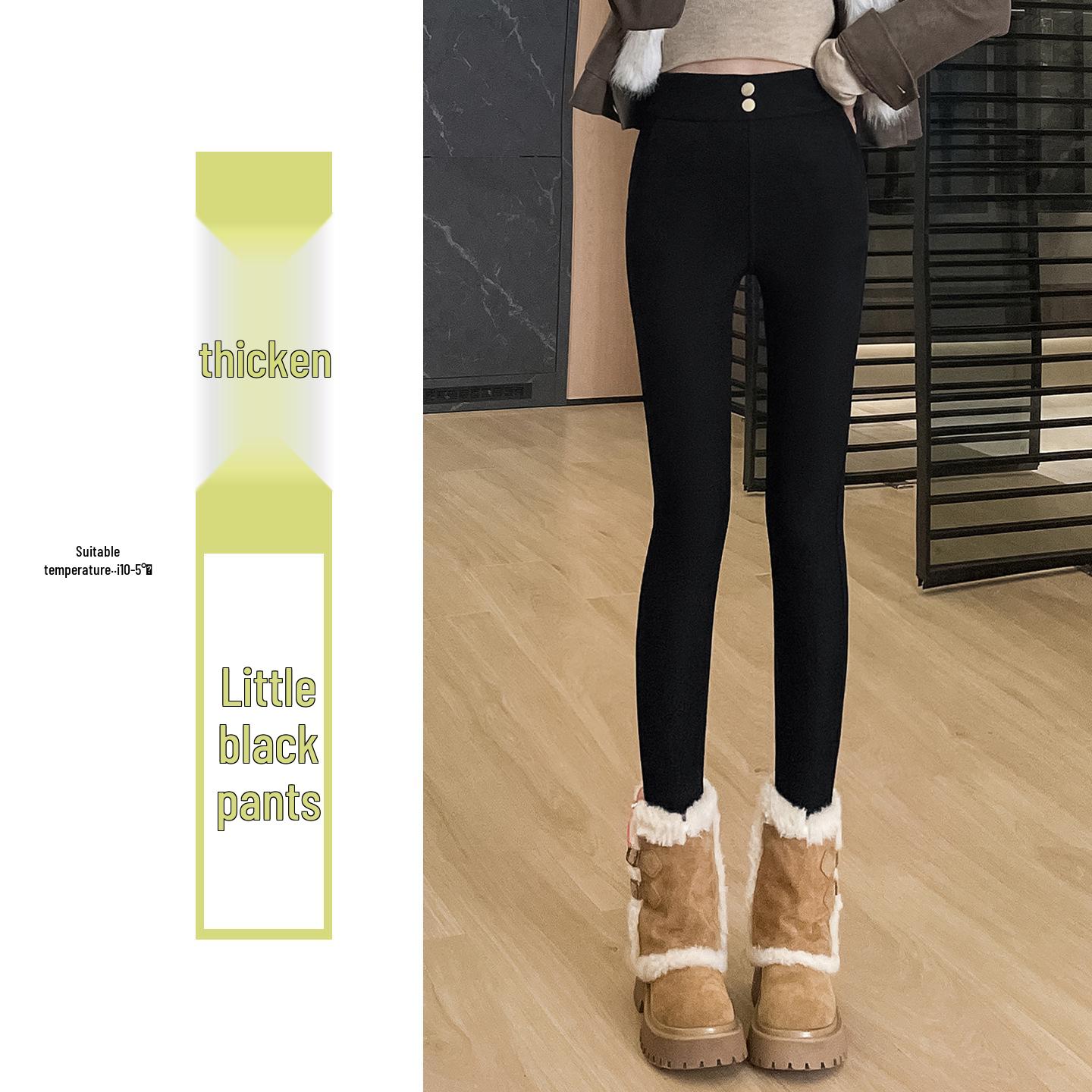 

High Waist Black Velvet Elastic Slimming Cropped Pencil Pants - Plus Size, Autumn/Winter Edition S (80-98 jin)