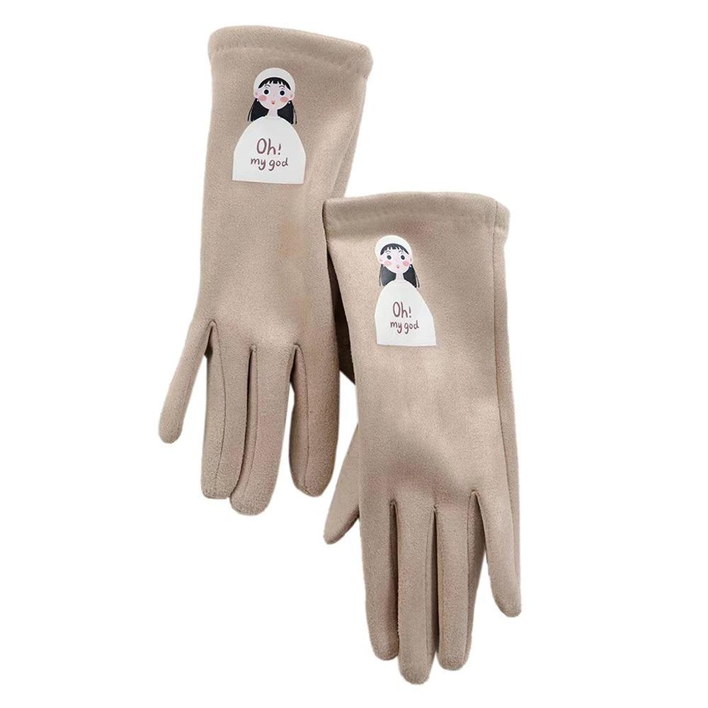 

Ветрозащитные Теплые Варежки Сенсорные Перчатки для Верховой Езды Grace Женские Перчатки Зима бежевый