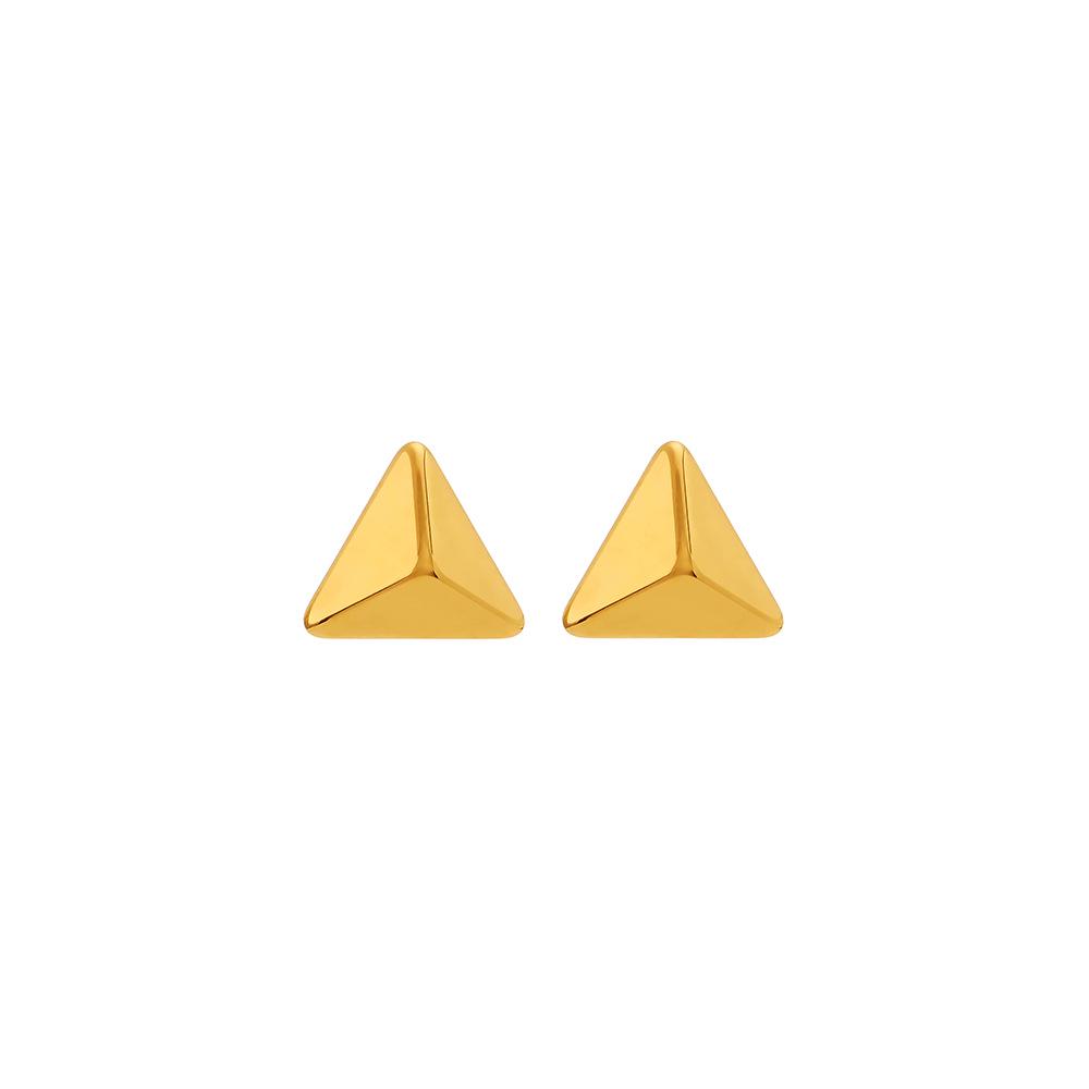 

Korean Minimalist 3D Triangle Gem Stud Earrings золотой