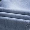 Women's Summer High Waist Light Blue Denim Jeans with Slit - Nine-Point Straight Leg Pants