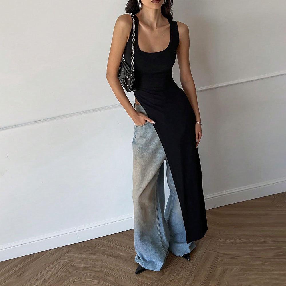 

Women s Unique U-Neck Slim T-Shirt - Sexy Spring/Summer 2025 Collection Small чёрный