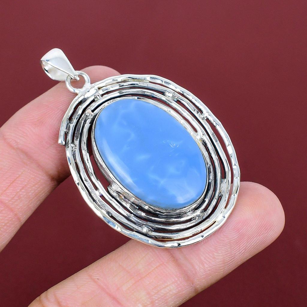 Owyhee Blue Opal Pendant 925 Sterling Silver Pendant Handmade Pendant Antique Jewelry Real Gemstone Pendant Wedding Gifts Birthstone Pendant