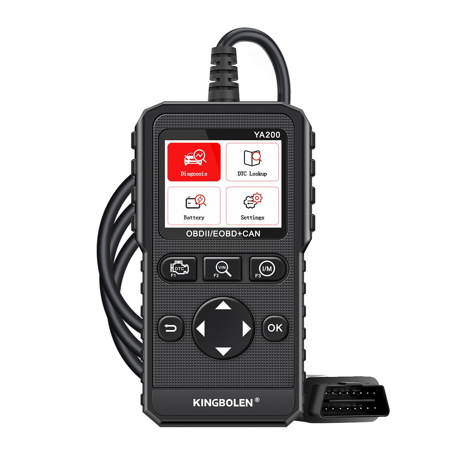 KINGBOLEN YA200 OBD2 Scanner Multilingual Car Diagnose Tool for Engine Code reader DTC Lookup Voltage check Lifetime Free Update YA200