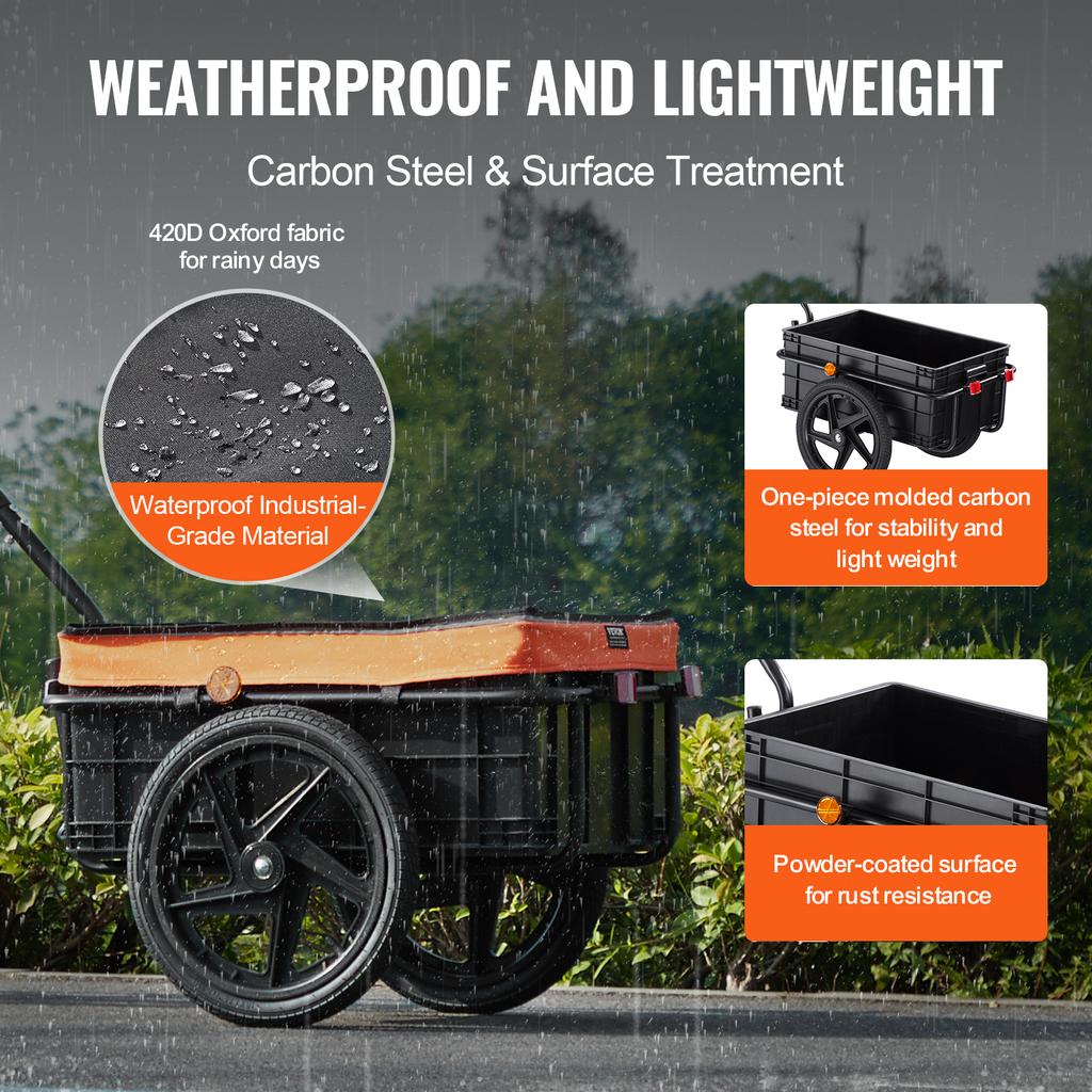 SucceBuy 88 Lbs Bike Cargo Trailer Bicycle Wagon Cart Foldable Storage with 16"Wheels & Safe Reflectors Fits 24"-28" Bike Wheels