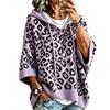 Shengmiao Women's Leopard Print Knit Hoodie Sweater with Drawstring
