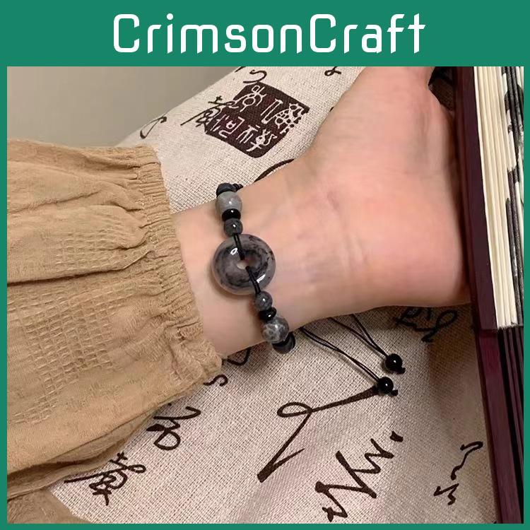 Unique Chinese Style Black Resin Stone Beaded Bracelet For Women