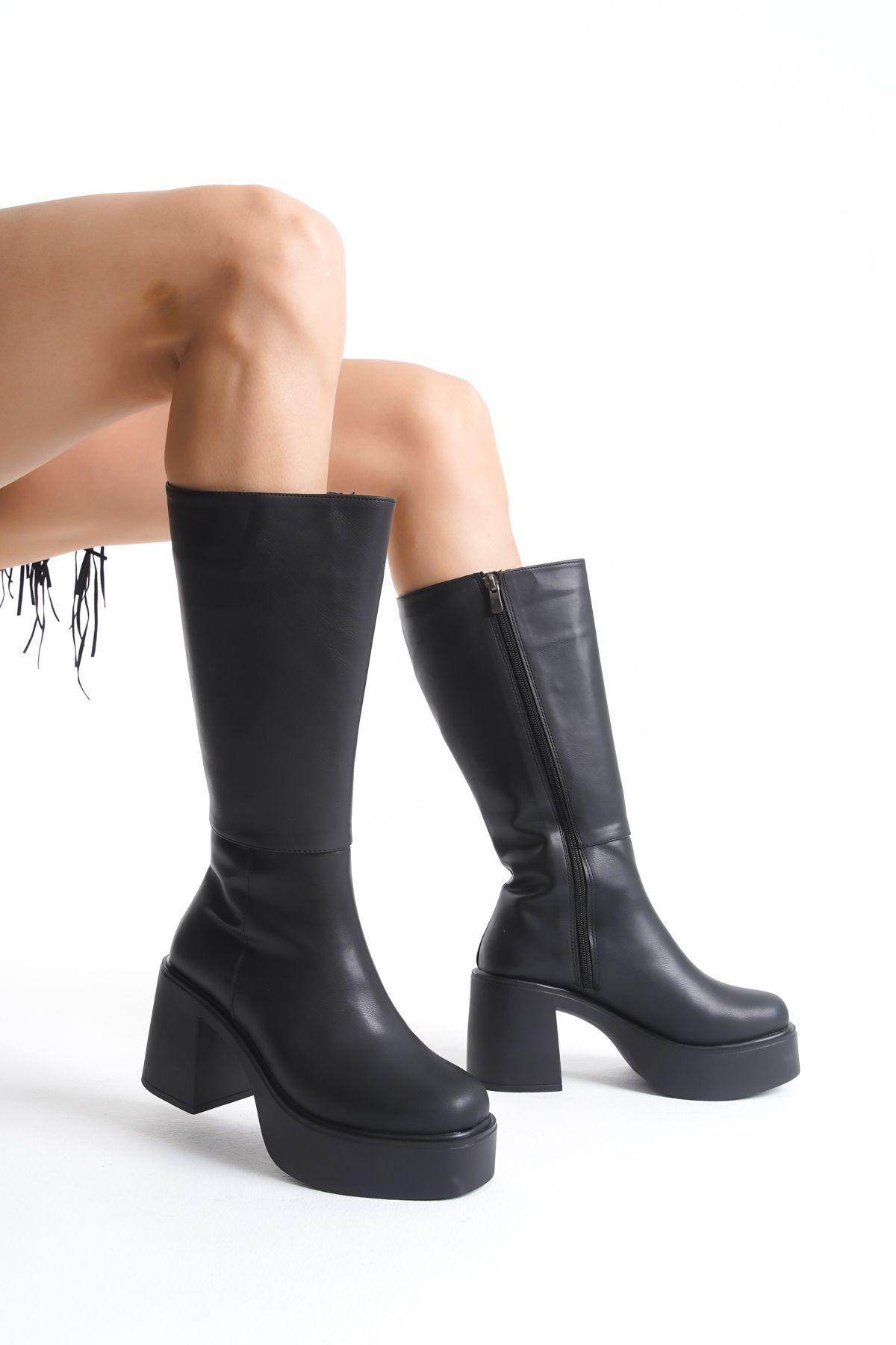 

Женские современные стильные модные сапоги, простые классические сапоги до колена на толстом высоком каблуке и молнии 39