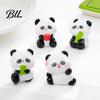 Mini Versatile Figurine 2 Pcs Panda Figurines Cute Resin Statues DIY Miniature Adorable Model Cake Toppers for Fairy Garden Micro Moss Landscape