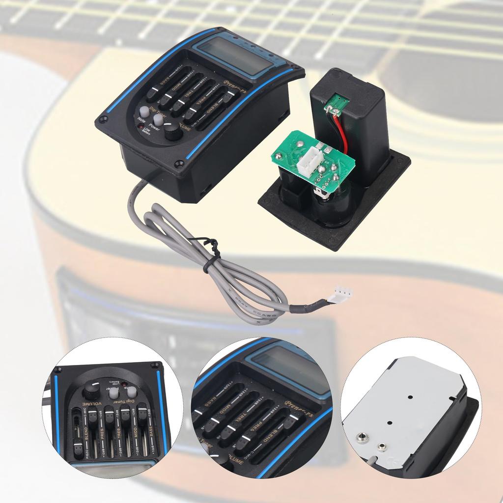 Bstinay 5-Band Preamp Piezo Pickup Acoustic Guitar EQ LCD Tuner Microphone Black