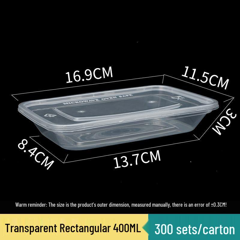 Disposable 750ml Rectangular Takeaway Box with Lid - Thickened Transparent Plastic Lunch/Fruit/Fast Food Container