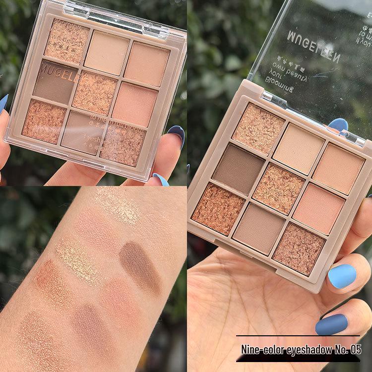 Sjokolade Ni-Ruters Øyenskyggepalett: Glitter, Perlemorsaktig, Matte Jordfarger for Pure Desire Nude Makeup - Studentvennlig Ni Farger