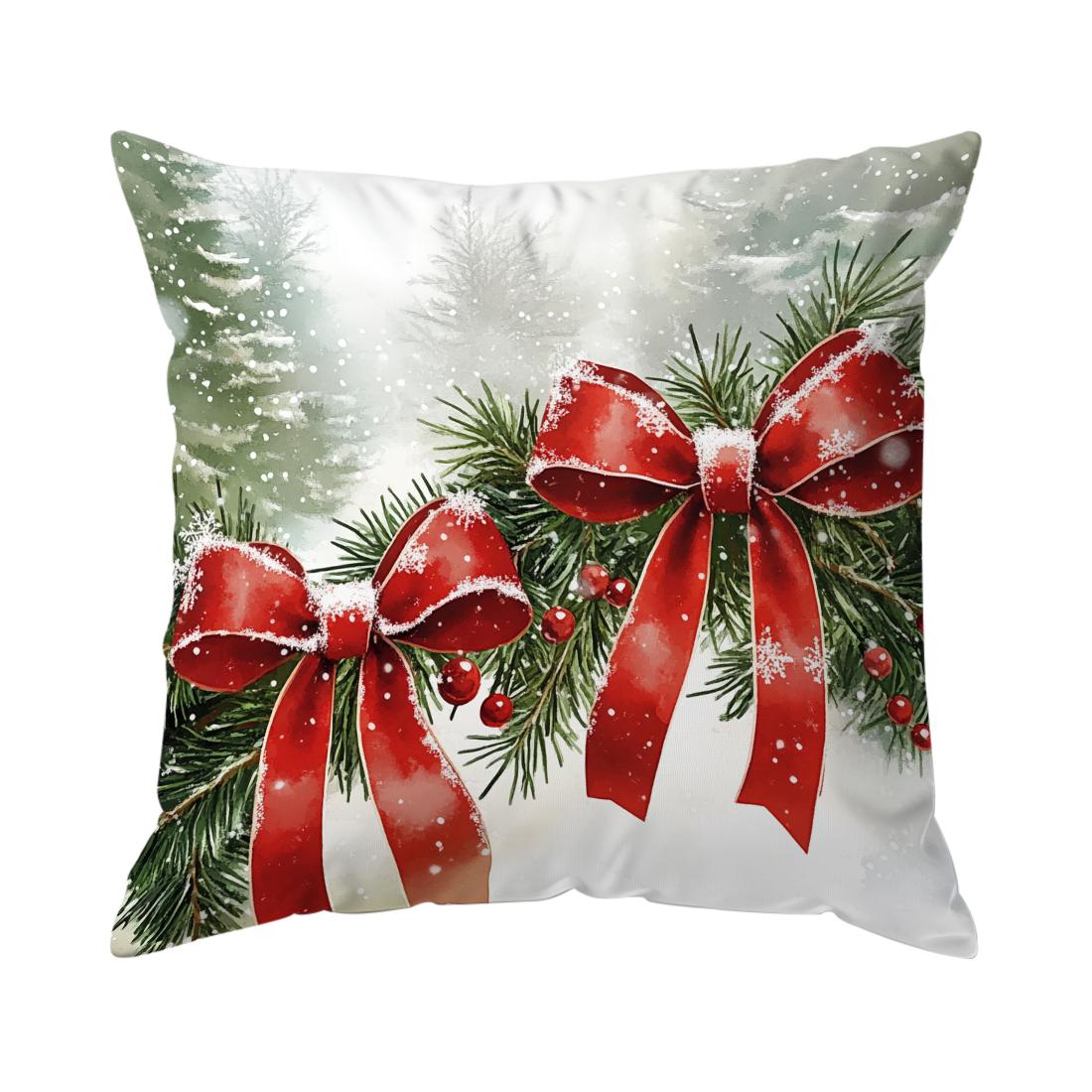 

Christmas snow scene Cushions Pillowcase Polyester Cushion Cover Throw Pillow Sofa Decoration Pillowcover Home Car Decor 450*450mm