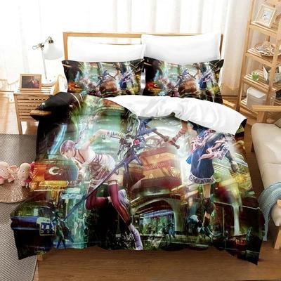 Nuovo Set Biancheria da Letto Stampato 3D Anime Gioco FINAL FANTASY XIII-2 per Bambini e Bambine Singolo Matrimoniale King Size Copripiumino Federa Letto Bambini Adulti