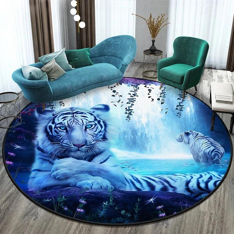 

Cute Tiger Round Area Rug – Soft Non-Slip Kids Floor Mat – Playful Animal Carpet for Living Room, Bedroom or Playroom Decor Diameter 90cm(35in)
