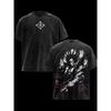 Unisex BLEACH Zaraki Kenpachi Manga Vintage Gewaschenes Oversized T-Shirt Sommer Lässig Kurzarm Streetwear Tops, Harajuku Stil