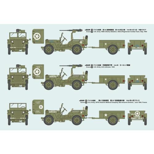 Fine Molds 1/20 Scale American 1/4-Ton 4x4 Truck (with Trailer and Machine Gun) Plastic Model 82002 (Combat Vehicle)