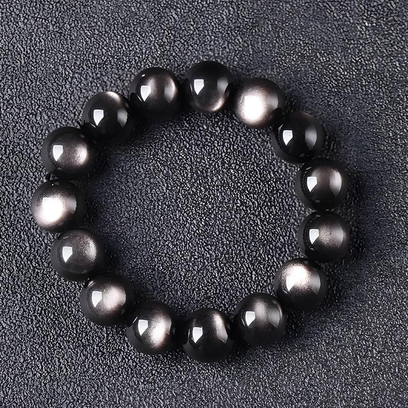 Naturlig Svart, Guld & Silver Obsidian 7A Kvalitet Löspärlor för DIY Smycken