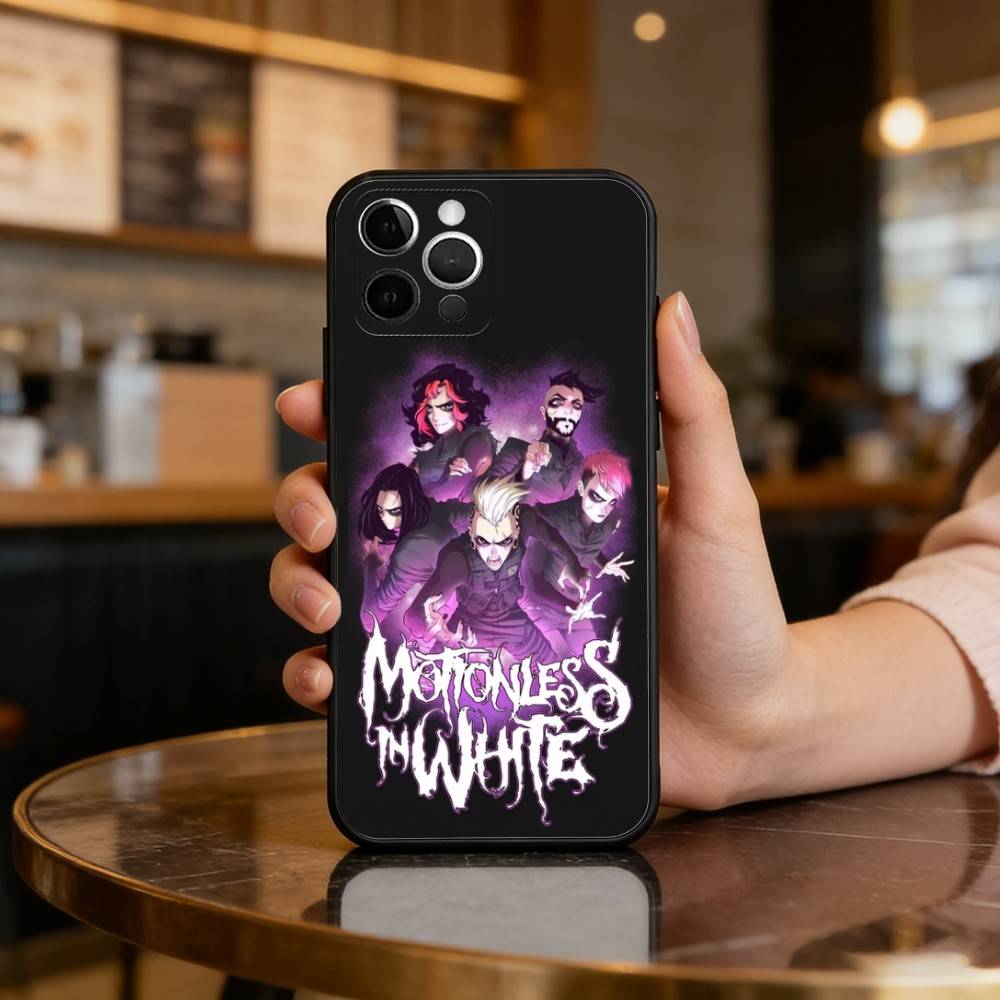 

M-Motionless In White Phone Case For iPhone 17,16,15,14,13,12,11 Plus,Pro Max,Soft Silicone Black Cover iPhone17air