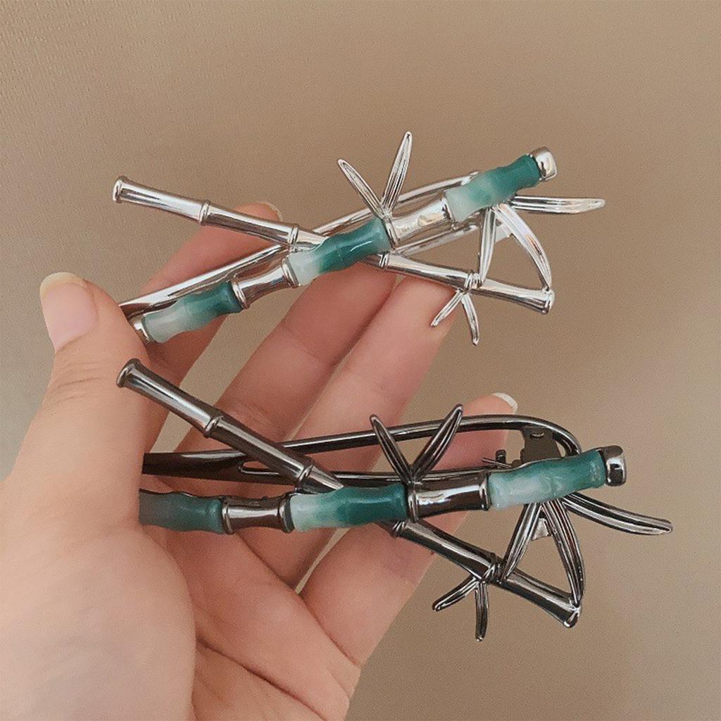 Chinese Bamboo Joint Hair Clip Vintage Plant Element Metal Twist-Clamp For Women Girls Trendy Daily Life Hair Accessories