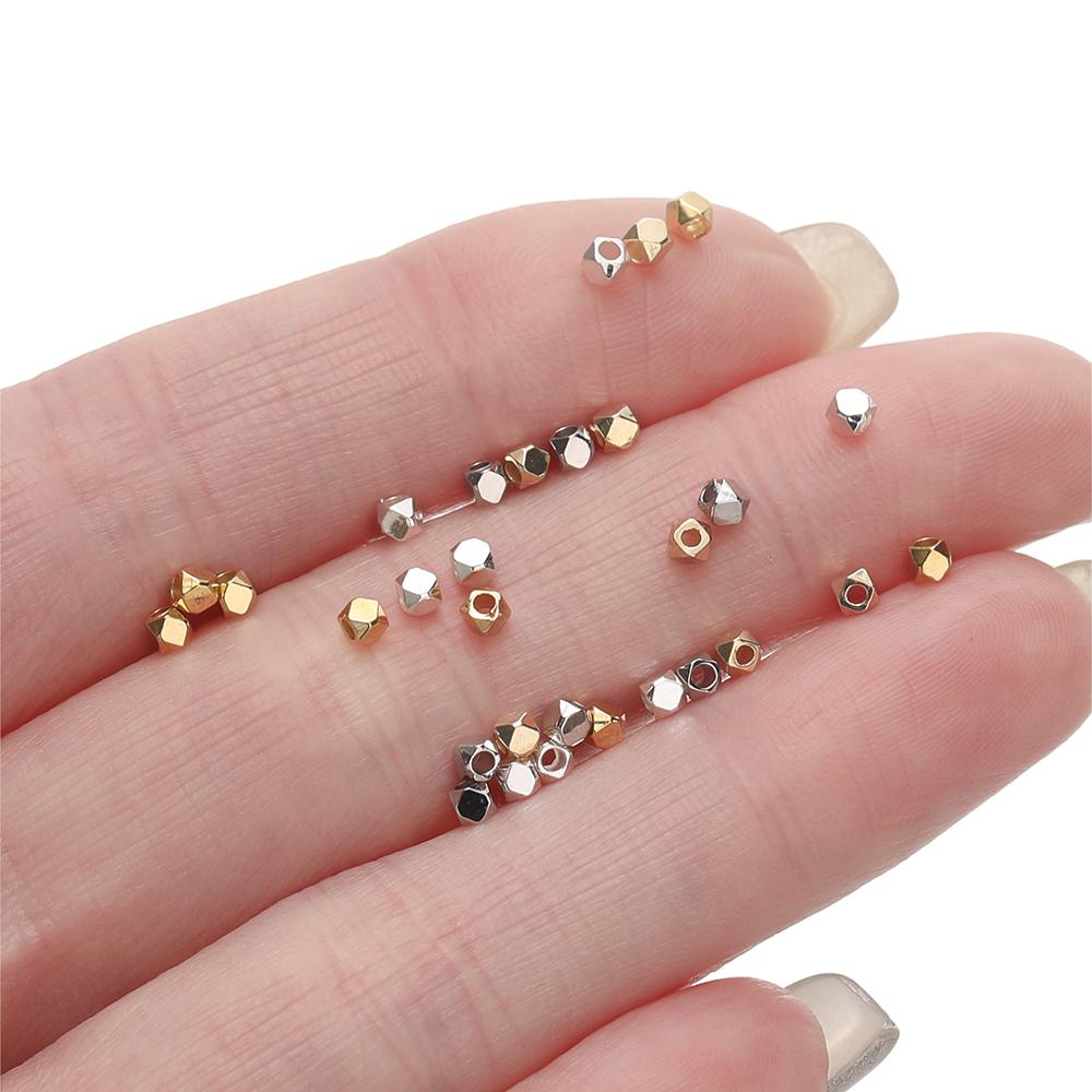 20Pcs/Pack 2*2mm 14/18K Gold Plated Polygonal Spacer Beads For Handmade DIY Jewelry Making Bracelet Necklace Accessories