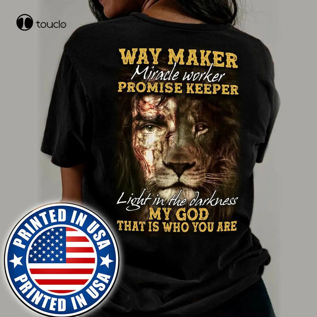 Jesus TShirt Backside Way Maker Jesus Lion God Easter Day Gift Unisex Tee OrangeShirt