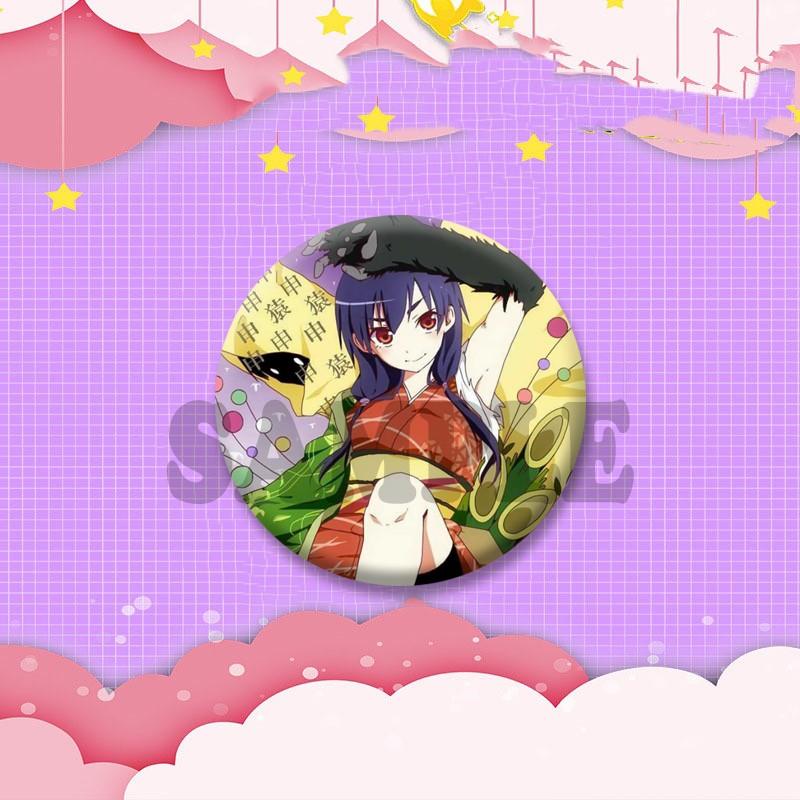 Cartoon Monogatari Series Badge Anime Hitagi Koyomi Araragi Lapel Pins Round Brooches for Bag Clothes Hat Decor Jewelry Gifts