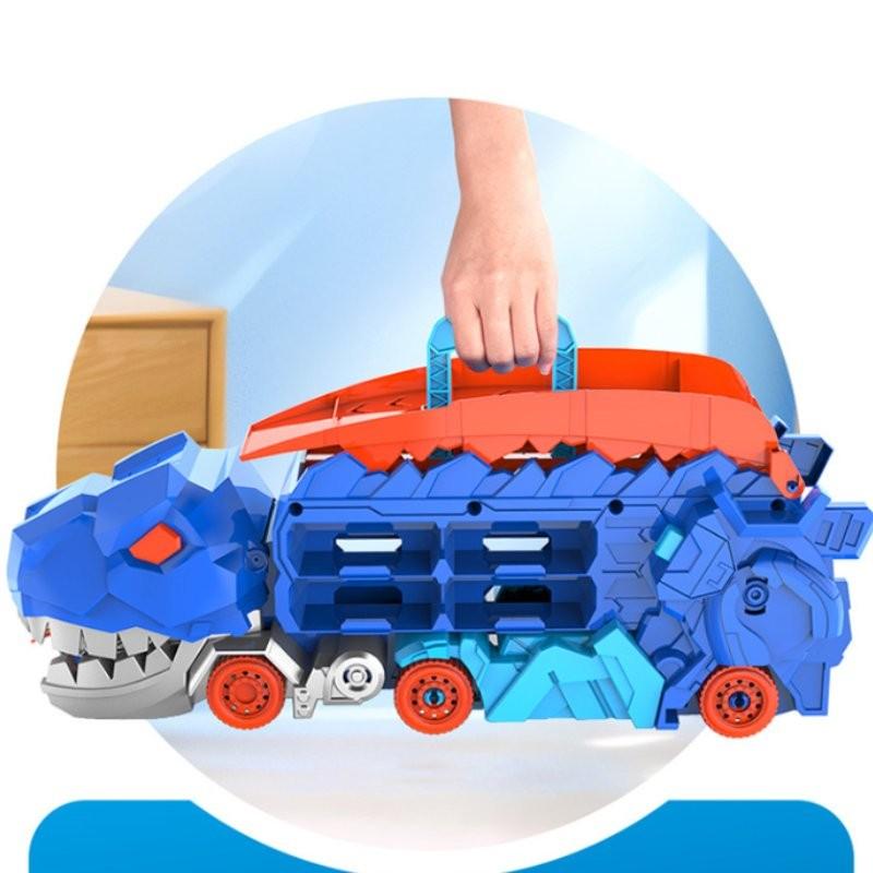 Car Truck Dinosaur Transport Carrier With12 Pull Back Dino Car Toy For Gift Kids