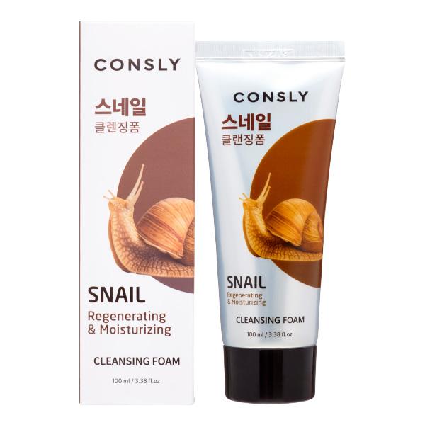 

Восстанавливающая кремовая пенка для умывания с муцином улитки CONSLY Snail Mucus Regenerating Creamy Cleansing Foam 100мл