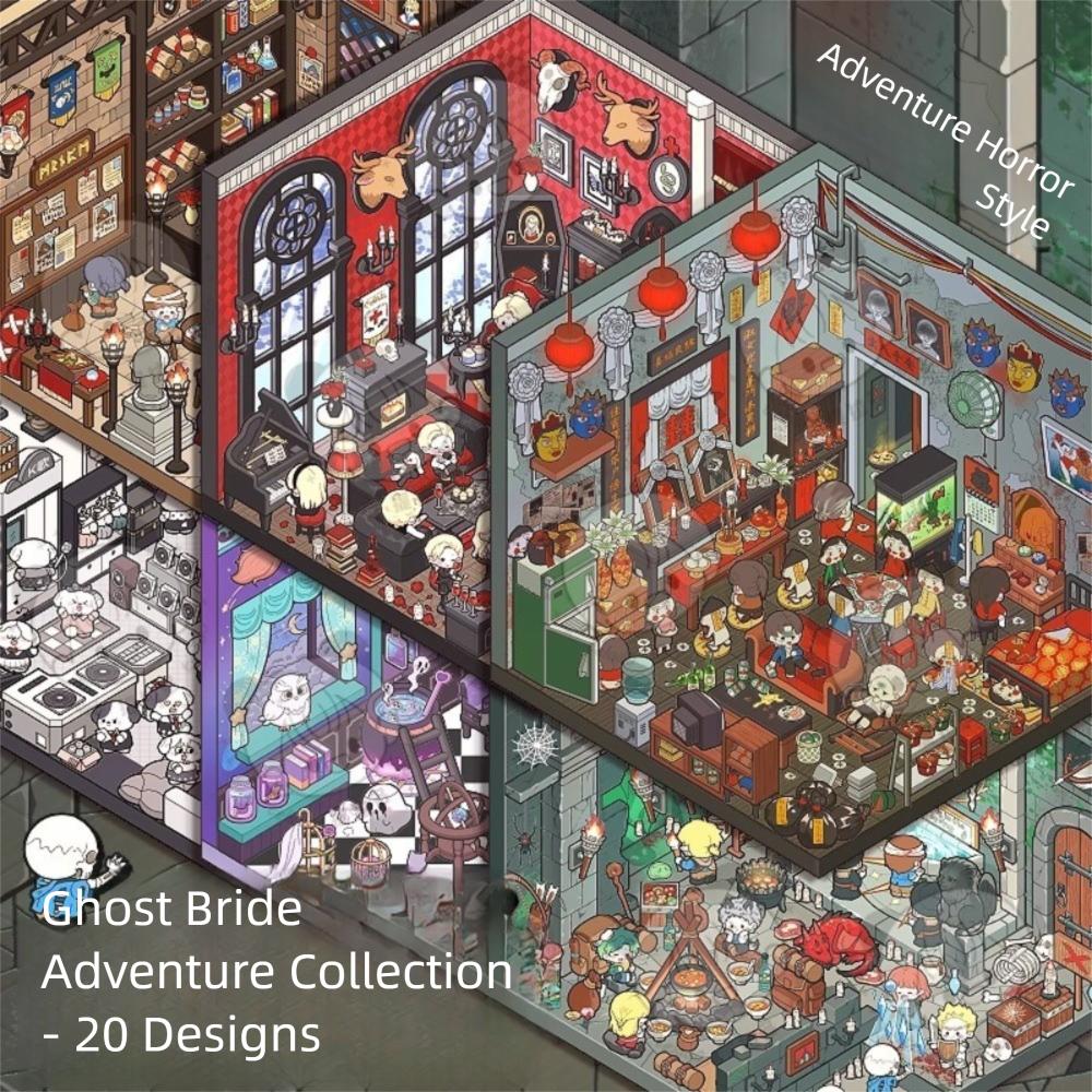 3D Pocket Cabin Scene Miniature Collection Stickers Cartoon Hut Scene Stickers Kids