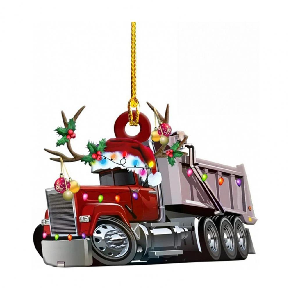 Christmas Vehicle Ornament Acrylic Truck Tractor Airplane Christmas Tree Ornament For Holiday Party Decoration Home Ornament