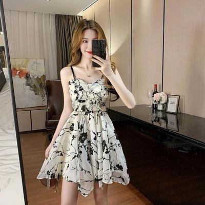 Καλοκαιρινά Γυναικεία Φορέματα με Φλοράλ Εκτύπωση Γλυκό Στενό Φλοράλ Φόρεμα με Τιράντες