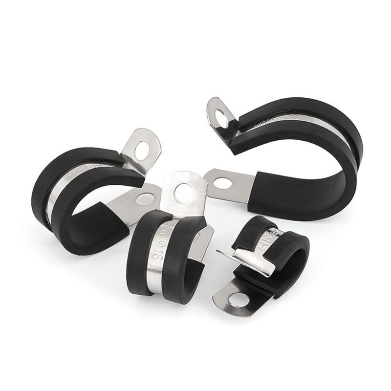 6-50mm Edelstahl Schlauchschelle Gummiummantelte Klemmen Kabelbaum Schlauchschelle R-Typ Rohr Befestigung Halterung Kabelbefestigungen Hardware