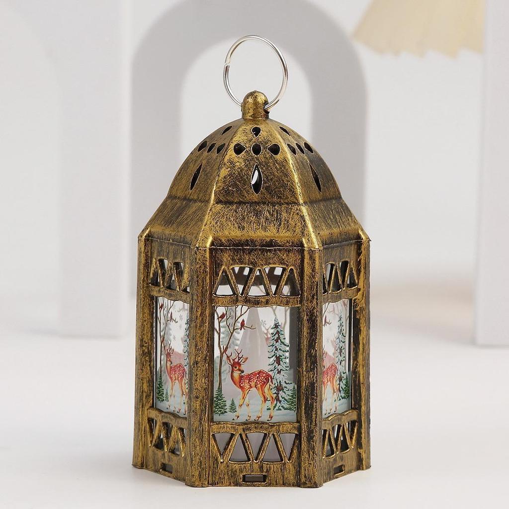 1 PCS Vintage Candle Lamp Christmas LED Night Lights Battery Powered Indoor Outdoor Hanging Lanterns Festive Party Decor