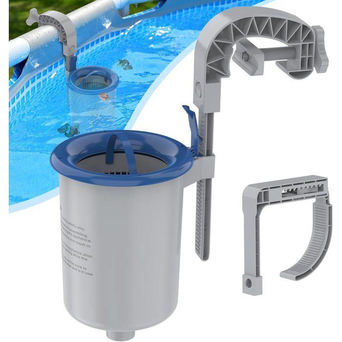 AIMOONSA Skimmer de surface pour piscine hors-sol - panier réglable, support bord pour piscines gonflables et tubulaires