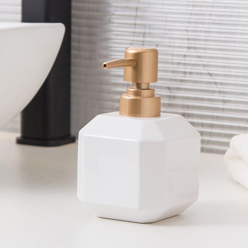 360ml soap dispenser ceramic hand sanitizer square minimalist black and white split bottle shampoo and shower gel press bottle