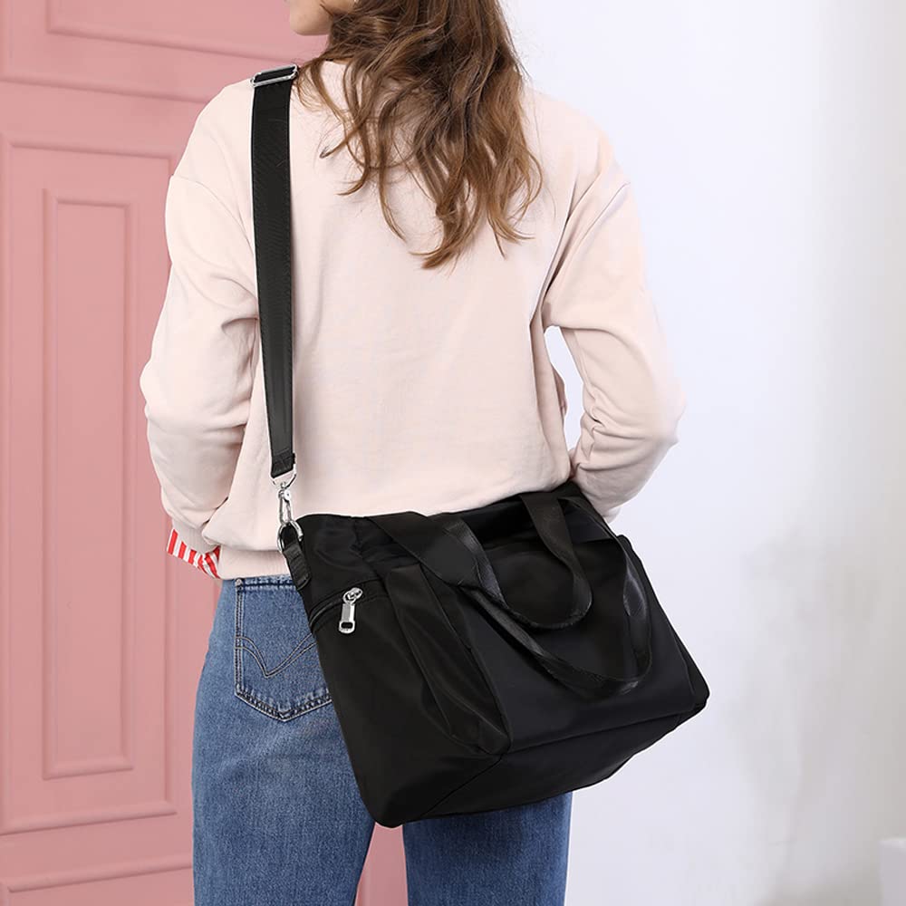 Yanaier Women's Large Tote Bag, Shoulder Bag, Crossbody Tote Bag, Nylon, 2-Way, Large Capacity, A4 Size, Lightweight, Waterproof, Multifunctional, Pop