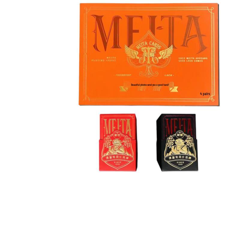 Mei Tan Guan Dan 4-Deck Poker Set with Orange Book Box