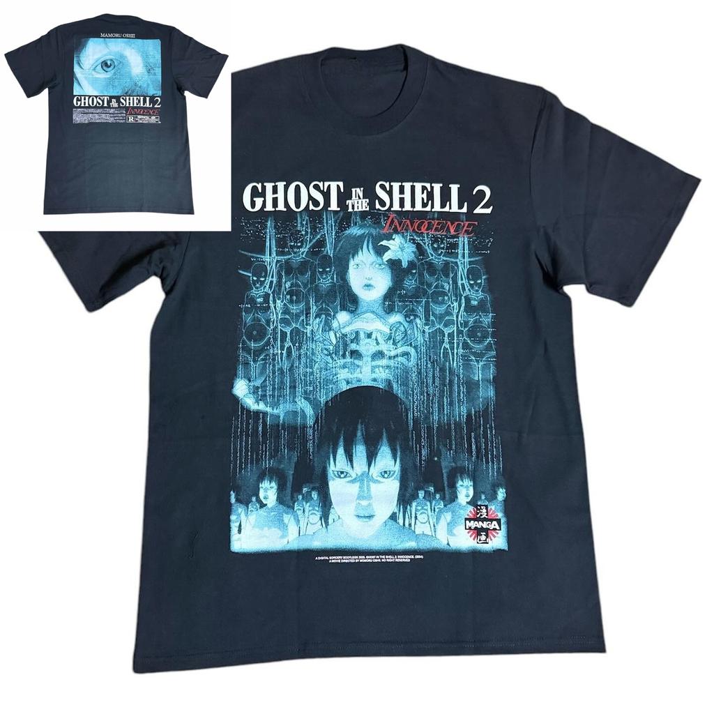 Ghost in The Shell 2 Innocence Cool Black Short Sleeve T-Shirt Cyberpunk Full Trendy Brand Small Neckline T-shirt