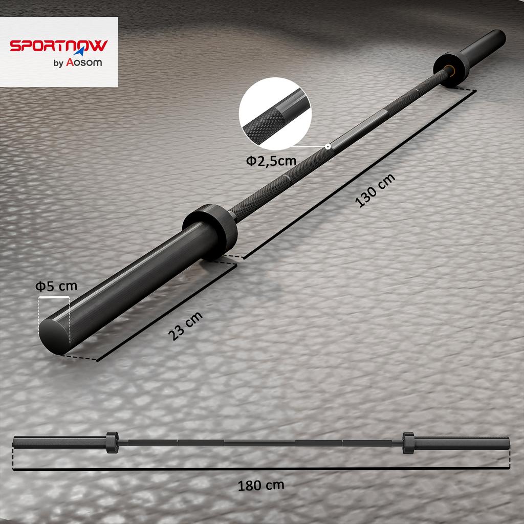 Olympic Bar, 50 mm, Steel, Knurled Grip, Load Capacity 200 kg, 5 x 180 cm, Black