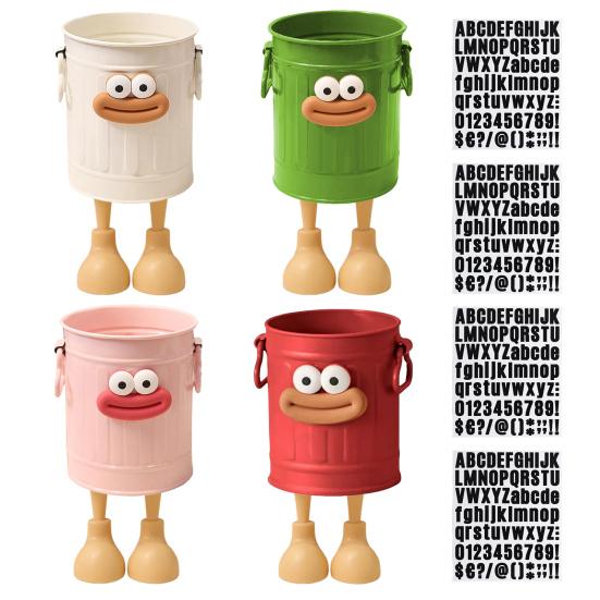 Cartoon Pen Holder Retro Sausage Mouth Bucket Plastic Pen Holder Large Capacity Desk Organizer for Stationery Makeup Brushes