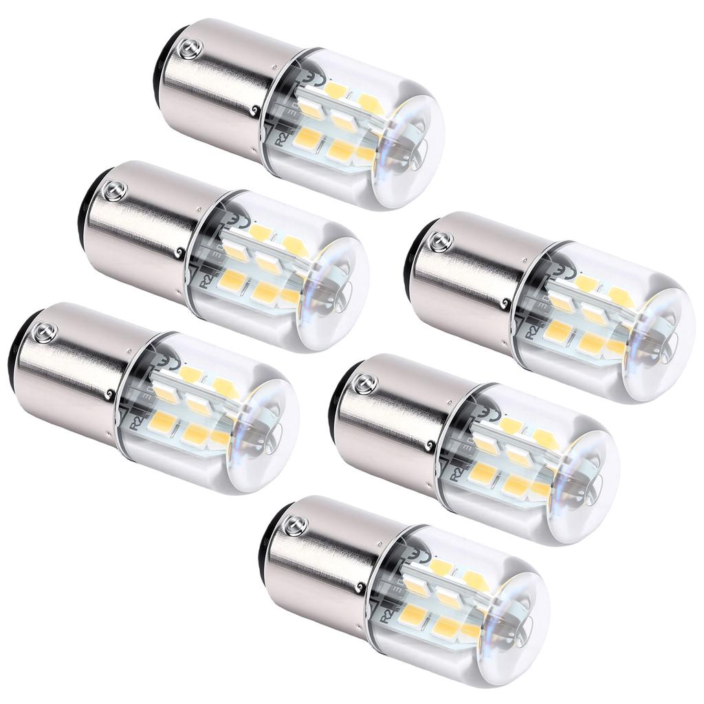 6PCS BA15D Marine Boat Bulbs 3W 300LM Dimmable 24 2835 SMD LEDs Navigation Light Bulb for Sewing Machine Replacement