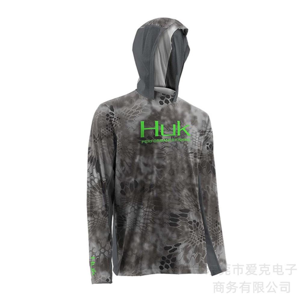 HUK Fishing Shirt Hooded Long Sleeve T-Shirt Men's Sunscreen Fishing Suit Outdoor Sports Luya Fishing Suit Quick Drying Breathable
