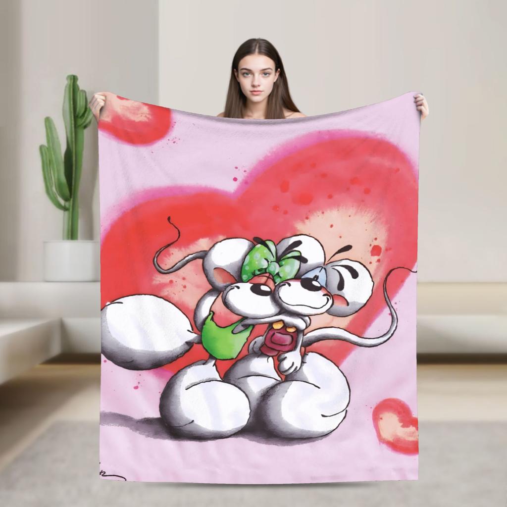 Diddl Cartoon Red LOVE Blankets Quality Soft  Throw Blanket Winter Travel Couch Bed Comfortable Bedspread