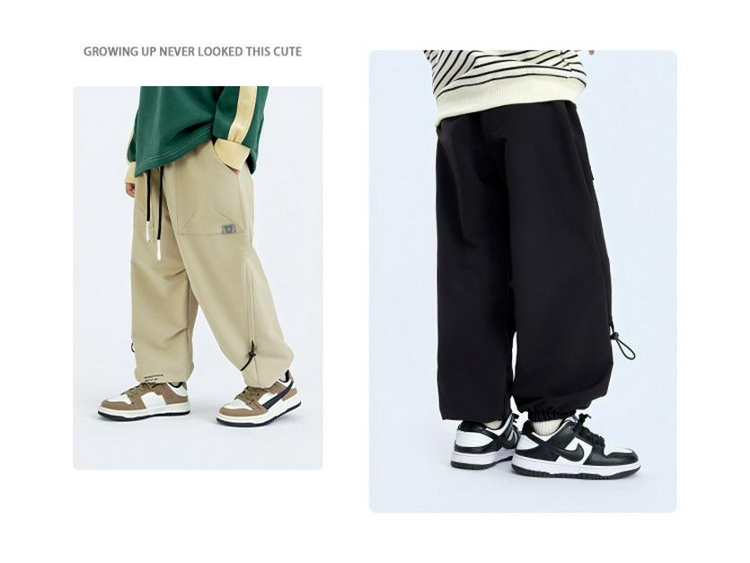 Kids' Windproof Woven Cuffed Casual Pants - 2025 Autumn Korean Style