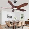 52-Inch Ceiling Fan with Light and Remote Control, Five Solid Wood Blades, 3CCT, dimmable, six speed settings, for bedrooms/living rooms/guest rooms