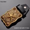 Tiger Head Alloy Western Cowboy Leather Belt with Smooth Buckle